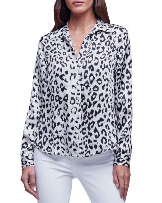 Tyler Long Sleeve Blouse Black Gold Large Classic Chain - L'AGENCE