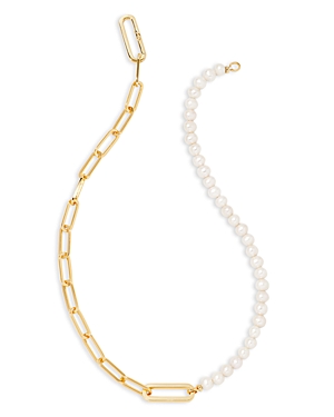 Photos - Pendant / Choker Necklace KENDRA SCOTT Ashton Link & Gemstone Beaded Collar Necklace in Gold Tone, 1 