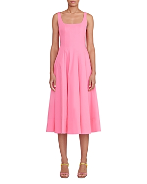 Staud Wells Stretch Cotton Dress In Plumeria