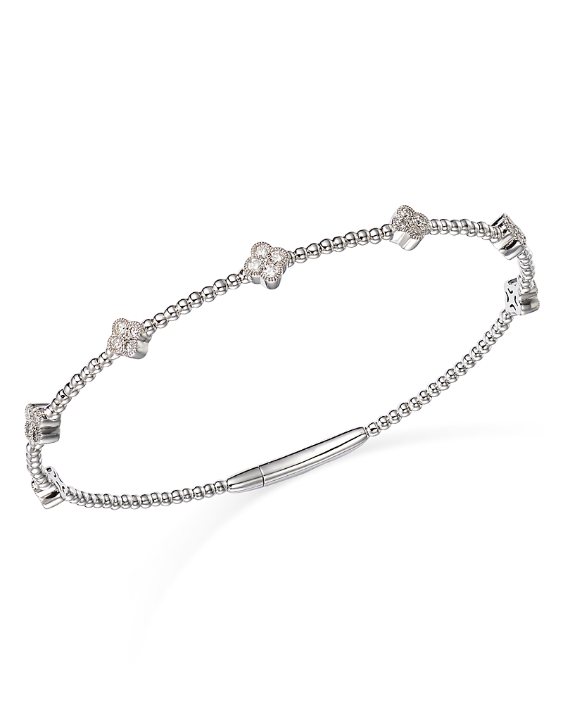 Bloomingdale's Diamond Cluster Beaded Bangle Bracelet In 14k White Gold, 0.40 Ct. T. W. - Exclusive In White