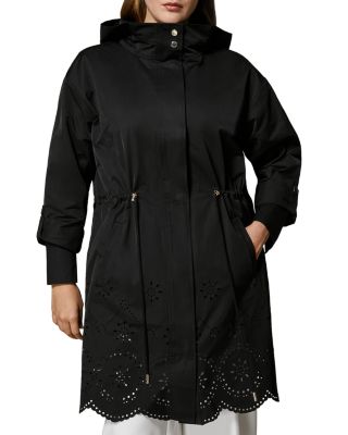 Marina Rinaldi Tabellabis Eyelet Hooded Jacket In Black