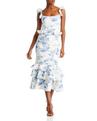 V. Chapman Violet Floral Print Ruffle Midi Dress Back to results - Women - Bloomingdale's