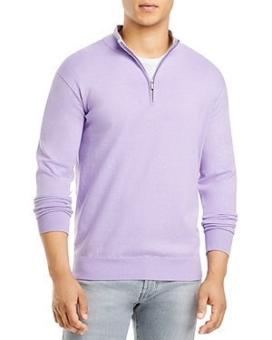 Peter Millar Men's Crown Crest Cotton-silk Quarter-zip Classic-fit Pullover In Moonflower