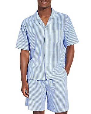 Shop Eberjey Organic Cotton Sandwashed Stripe Short Pajama Set In Nautico-az