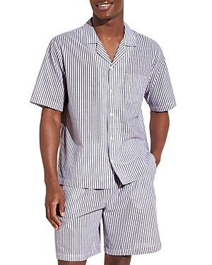 Eberjey Organic Cotton Sandwashed Stripe Short Pajama Set In Nautico-gr