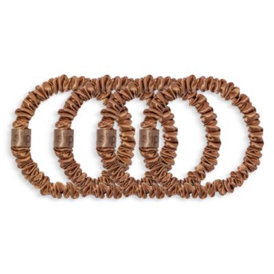 Pure Silk Back to Basics Skinny Scrunchies in Copper, Set of 4