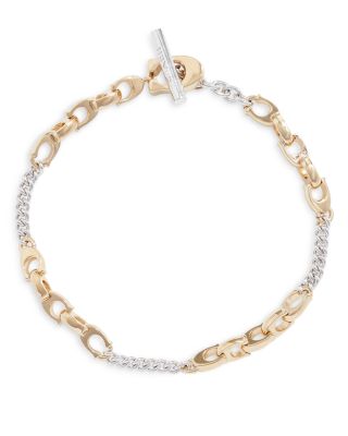 Signature Two-Tone Brass Mixed Chain Bracelet 