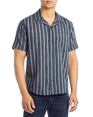 Corridor Disco Stripe Short Sleeve Shirt In Black