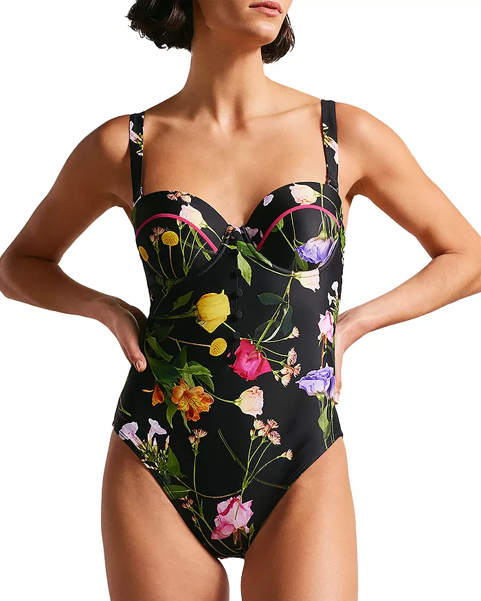 Ted Baker Saffiey Floral Print One Piece Swimsuit