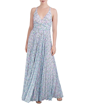 LAUNDRY BY SHELLI SEGAL LAUNDRY BY SHELLI SEGAL V NECK FLORAL MAXI DRESS