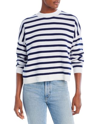 AQUA Cotton Stripe Drop Shoulder Sweater - 100% Exclusive | Bloomingdale's