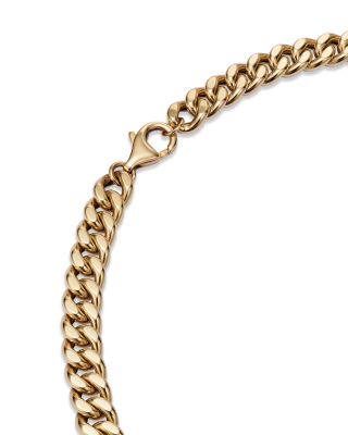 Blue Topaz & Diamond Bold Chain Link Statement Necklace in 14K Yellow Gold, 17" 