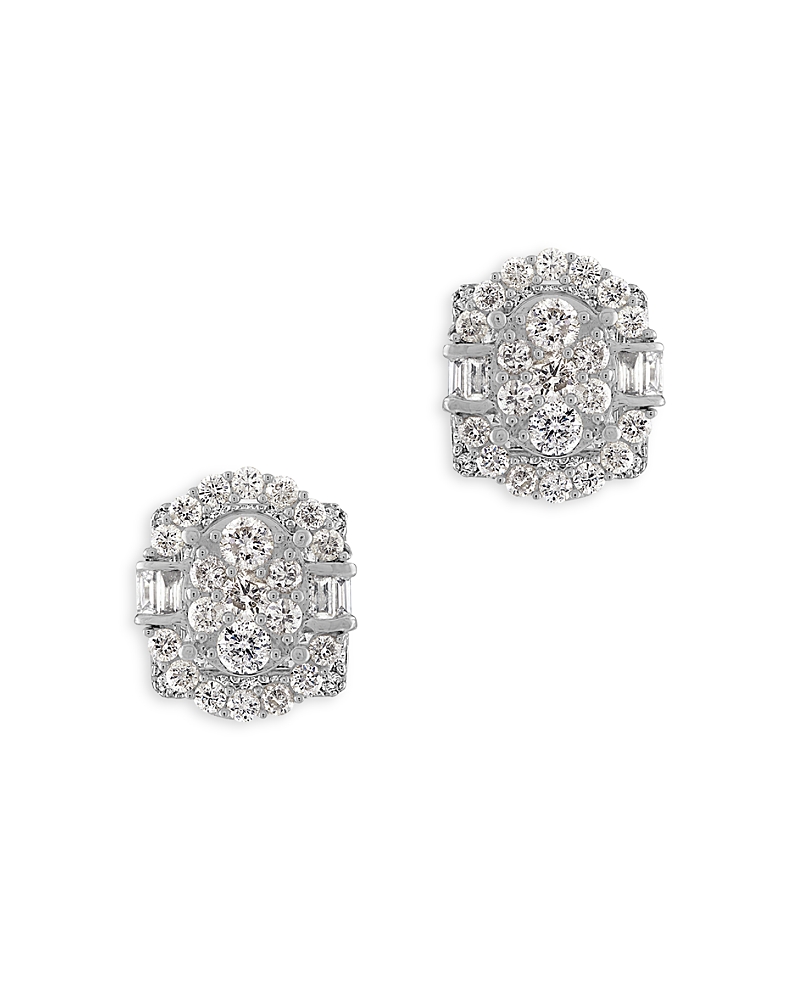 Bloomingdale's Diamond Cluster Stud Earrings In 14k White Gold, 1.0 Ct. T.w. - 100% Exclusive In White
