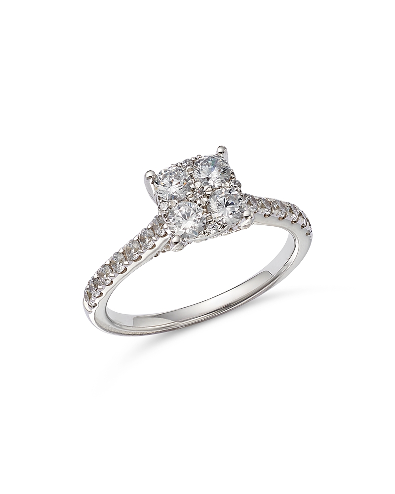 Bloomingdale's Diamond Cluster Engagement Ring In 14k White Gold, 1.00 Ct. T. W. - Exclusive In White
