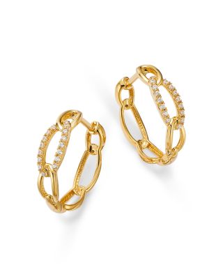 Bloomingdale's Fine Collection Diamond Chain Link Small Hoop Earrings in 14K Yellow Gold, 0.25 ct. t. w. - Exclusive