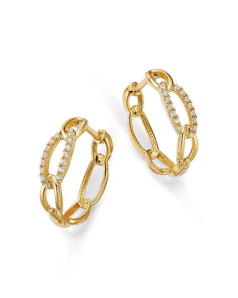 Bloomingdale's Fine Collection Diamond Chain Link Small Hoop Earrings in 14K Yellow Gold, 0.25 tcw