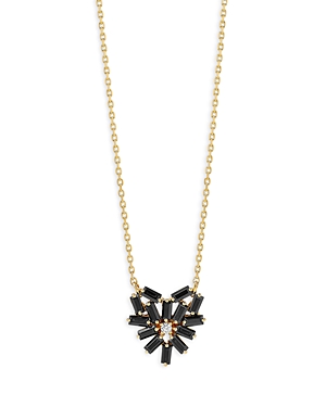 Suzanne Kalan 18k Yellow Gold Fireworks Black Sapphire Small Heart Pendant Necklace, 16-18" In Black/gold