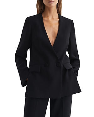 REISS MARGEAUX COLLARLESS DOUBLE BREASTED BLAZER