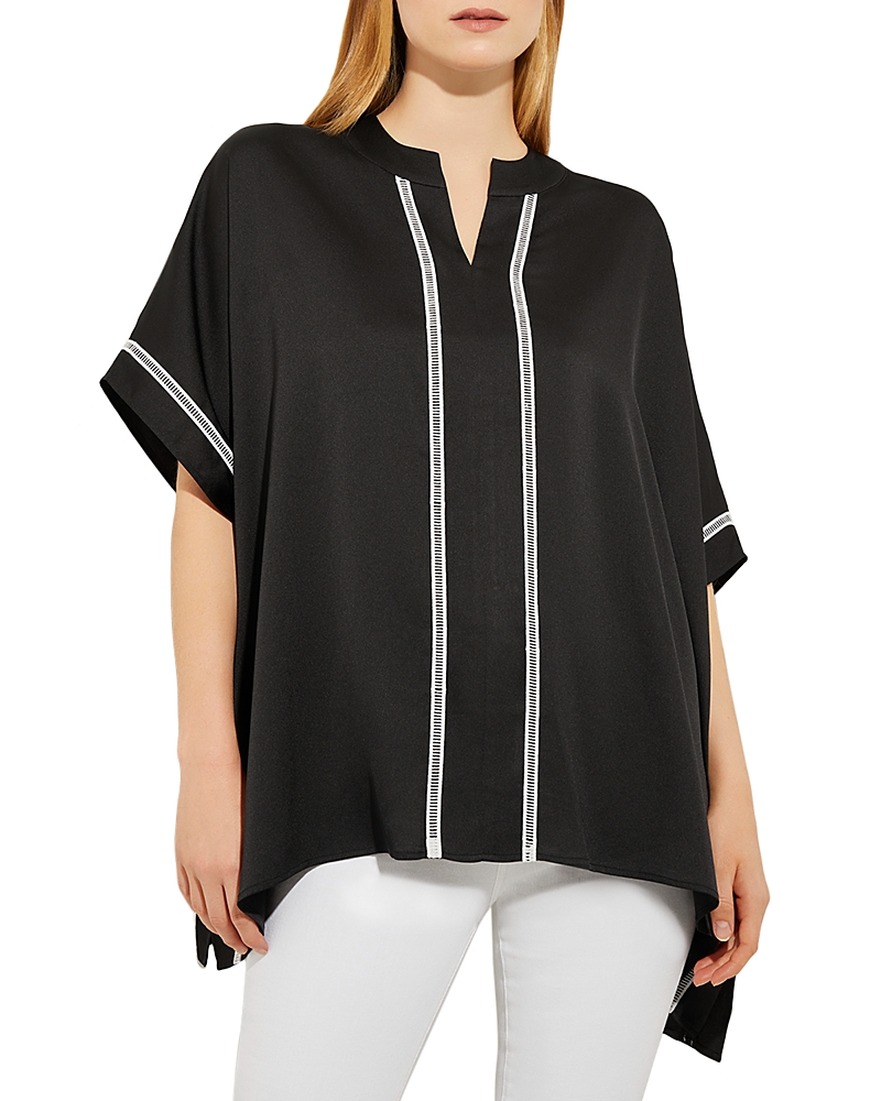 Misook Contrast Trim Dolman Sleeve Top