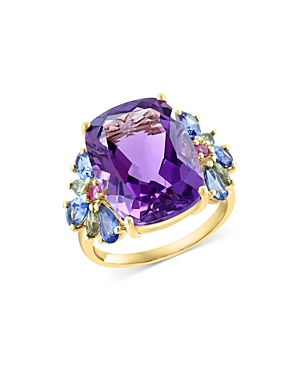 Bloomingdale's Amethyst & Multicolor Sapphire Ring In 14k Yellow Gold- 100% Exclusive In Purple/blue