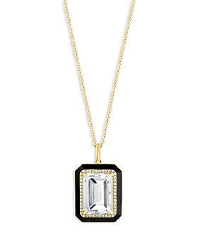 Bloomingdale's - White Topaz & Diamond Halo Pendant Necklace in 14K Yellow Gold, 16-18" - 100% Exclusive