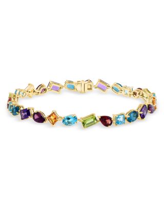 Bloomingdale's Fine Collection - Rainbow Gemstone Mixed Cut Bracelet in 14K Yellow Gold - Exclusive