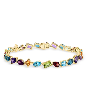 Bloomingdale's Rainbow Gemstone Bangle Bracelet In 14k Yellow Gold - 100% Exclusive In Multi/gold