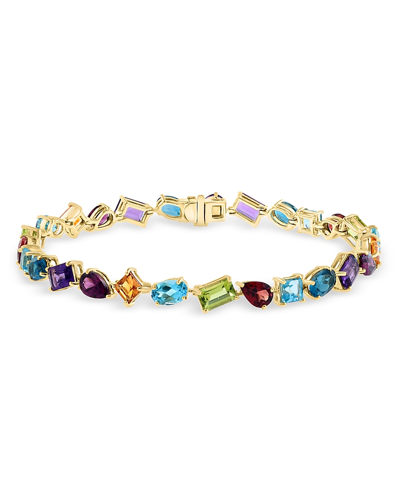 Bloomingdale's Fine Collection Rainbow Gemstone Mixed Cut Bracelet in 14K Yellow Gold