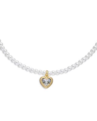 COACH Imitation Pearl Heart Pendant Choker Necklace 12 Bloomingdale s