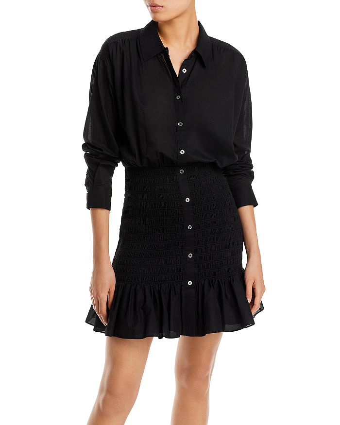 Veronica Beard Newport Cotton Smocked Shirt Dress | Bloomingdale's