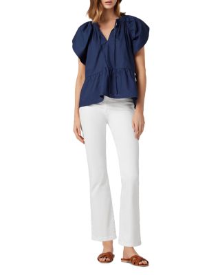 The Callie High Rise Cropped Flare Jeans in White