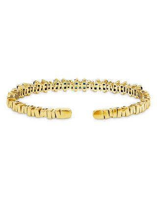 18K Yellow Gold Fireworks Blue Sapphire Cuff Bracelet