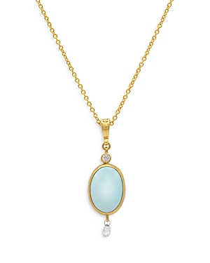 Gurhan 22 & 24k Yellow Gold Rune Turquoise & Diamond Pendant Necklace, 18 In Blue/gold