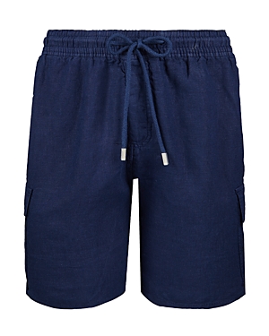 Shop Vilebrequin Bai Bermuda Solid Linen 10 Shorts In Navy