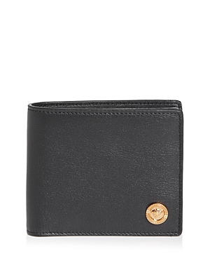 Shop Versace Leather Bifold Wallet In Black- Gold