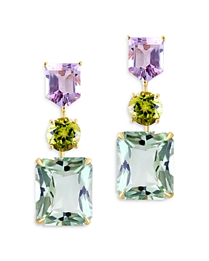 Bloomingdale's Prasiolite, Peridot And Diamond Accent Drop Earrings In 14k Yellow Gold - 100% Exclusive In Multi