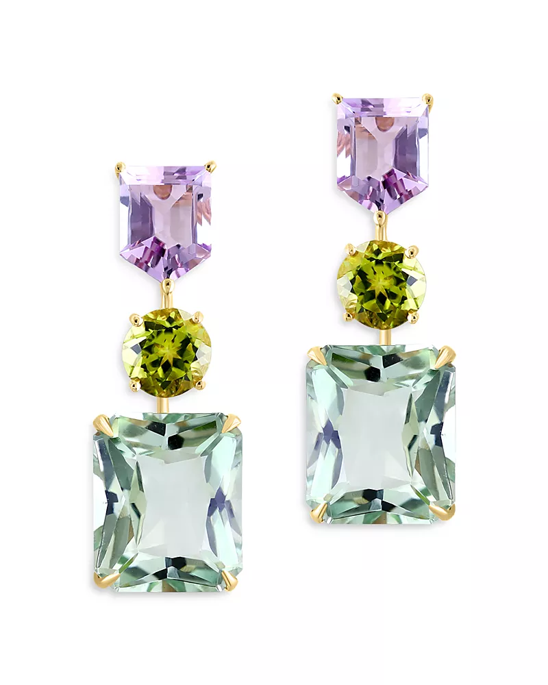 Bloomingdale's Fine Collection Prasiolite, Peridot and Diamond Accent Drop Earrings in 14K Yellow Gold