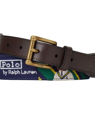Polo Ralph Lauren Polo Bear Striped Needlepoint Belt  display picture 2