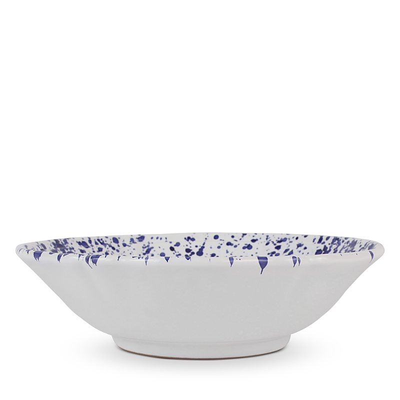 Vietri Amalfitana Aqua Splatter Serving Bowl 12" In Dark Blue