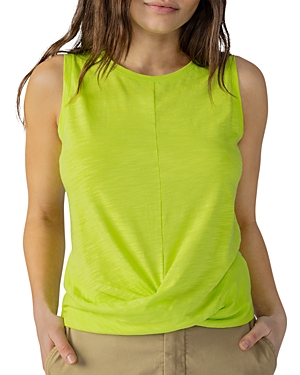 Sanctuary Printed Twist Front Top In Green Ener