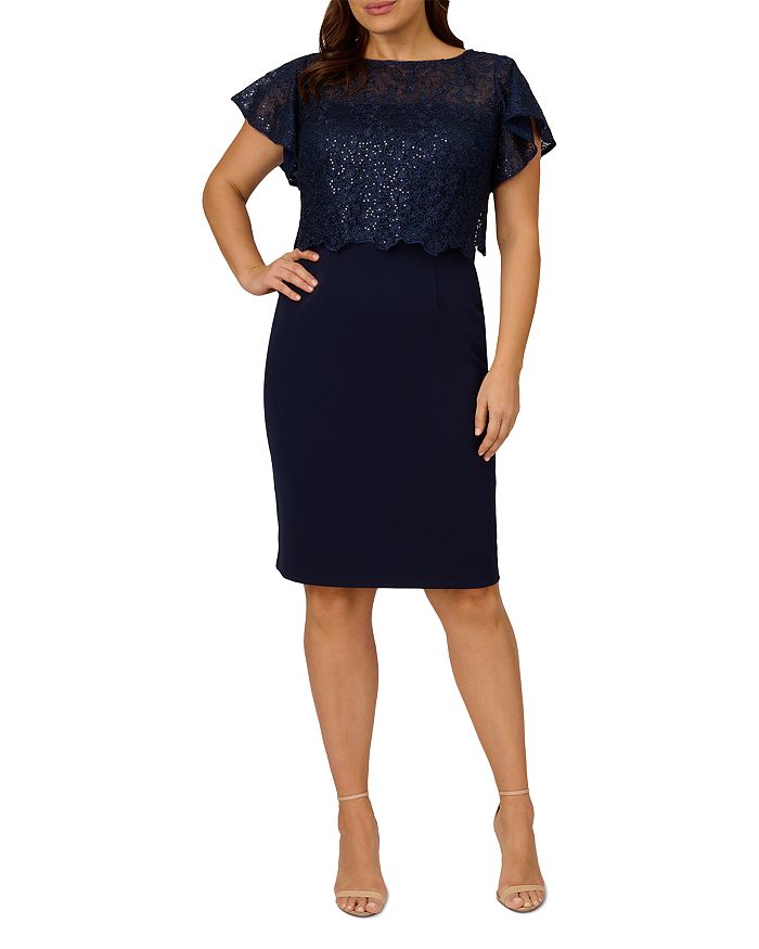 Adrianna Papell Plus Sequin Guipure Lace Sheath Dress | Bloomingdale's