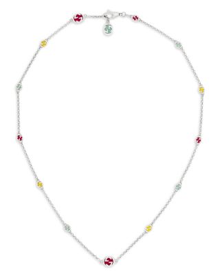 Sterling Silver Interlocking G Multicolor Strand Necklace, 16.5"-17.7"