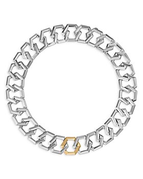 David Yurman - Sterling Silver & 18K Yellow Gold Carlyle Chain Link Necklace, 16"