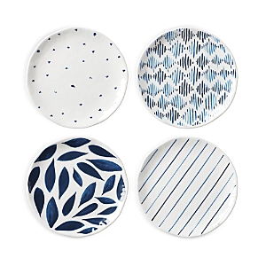 Lenox Blue Bay Melamine Assorted Accent Plates, Set Of 4 In White/blue