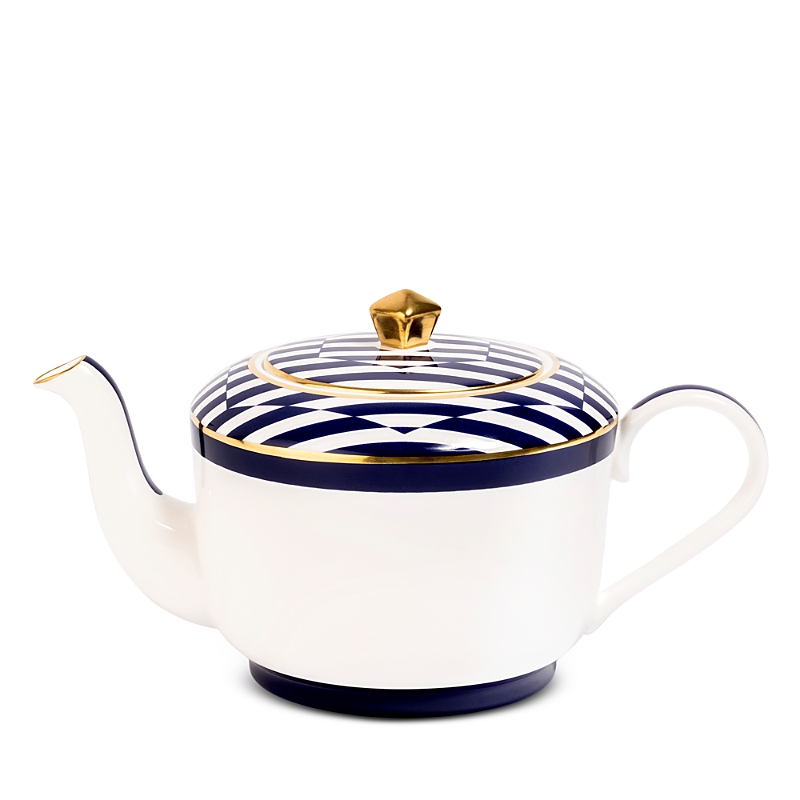 Richard Brendon Medium Bone China Teapot In Blue/white