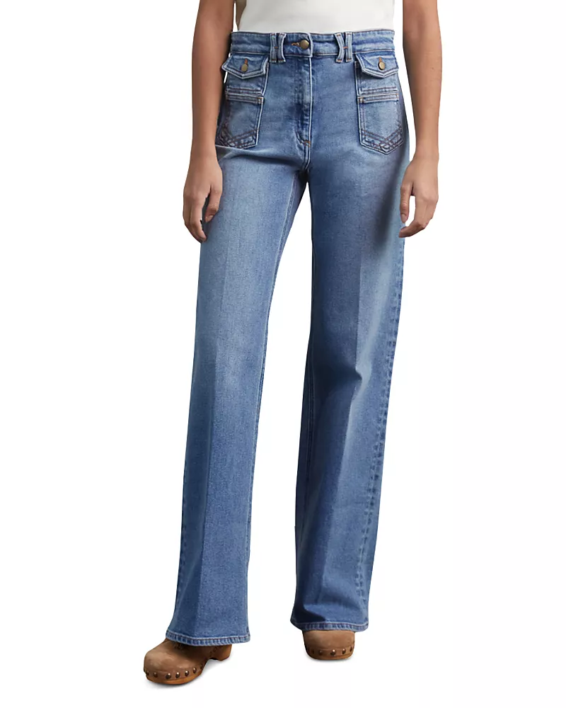 Gerard Darel Anna High Waist Flared Leg Jeans in Blue