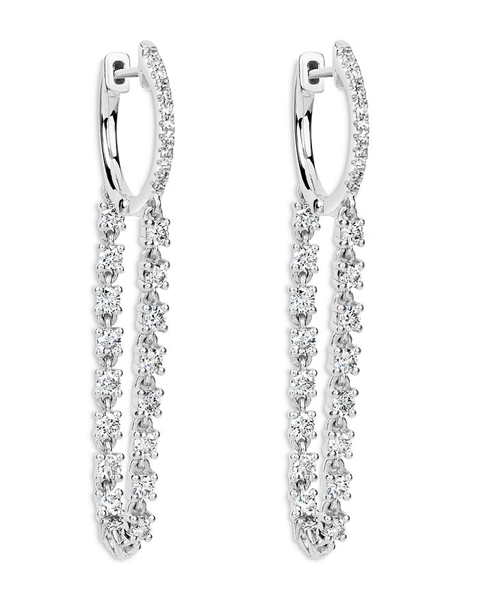 Meira T 14K White Gold Diamond Chain Drop Hoop Earrings Bloomingdale's