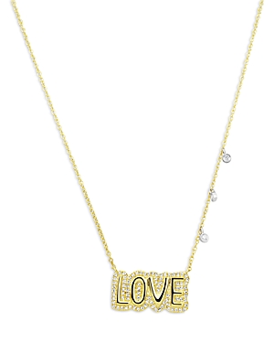 Meira 14K Yellow Gold Diamond (0.29 ct. t.w) Love Plate Pendant Necklace, 18