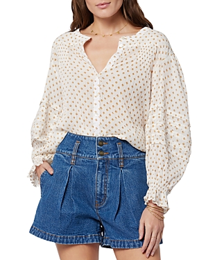 Joie Harlow Long Sleeve Cotton Top In White In Porcelain