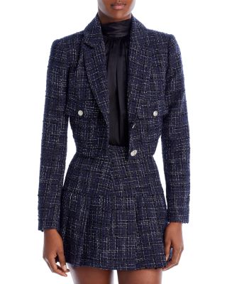 AQUA - Tweed Cropped Blazer - Exclusive